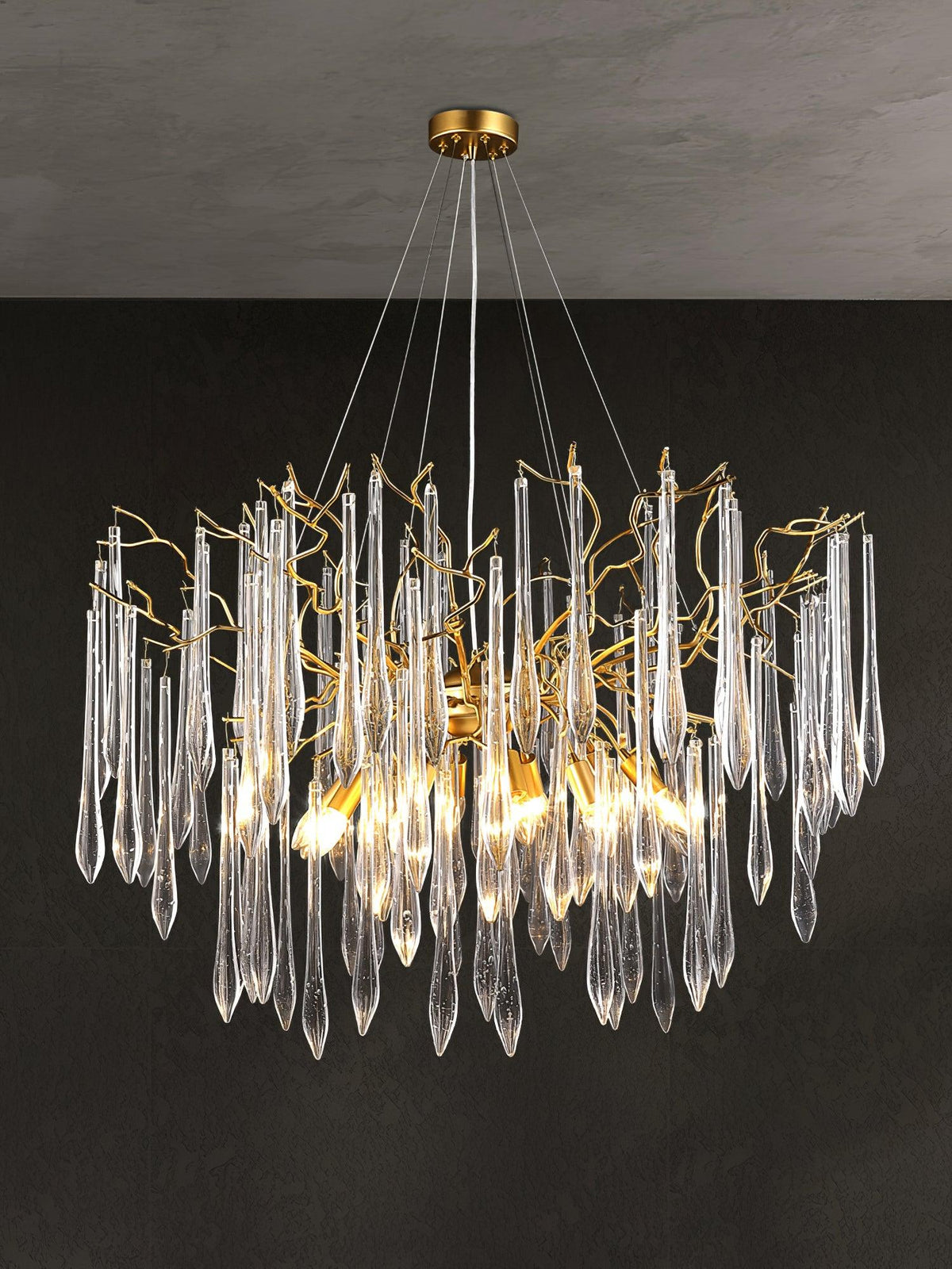 Zevivia Lustre Branches Cristal Suspension Sculpturale Artistique