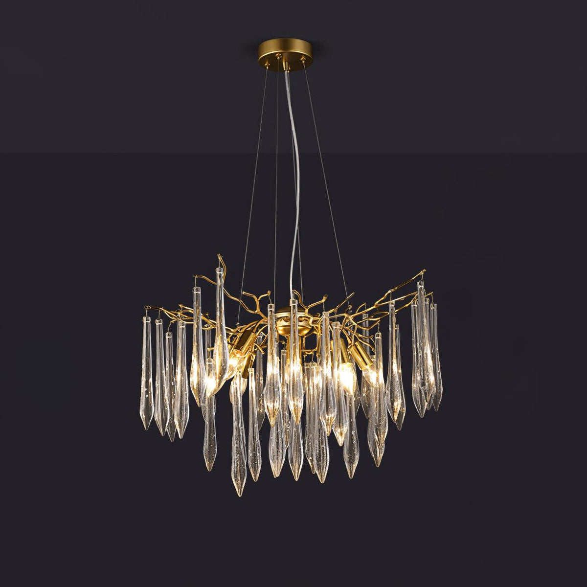 Zevivia Lustre Branches Cristal Suspension Sculpturale Artistique