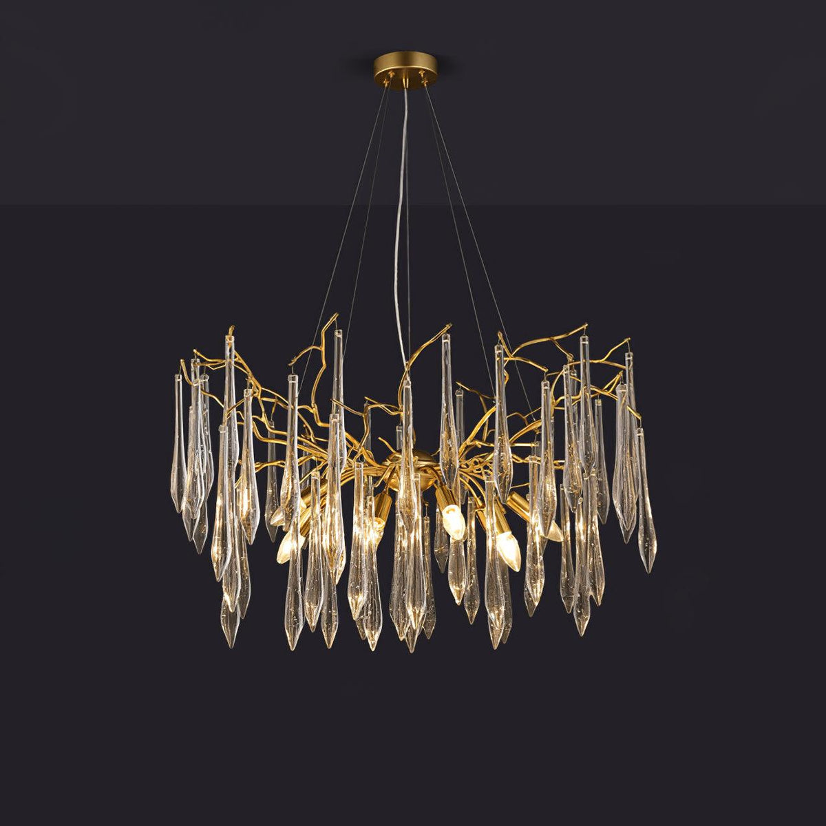 Zevivia Lustre Branches Cristal Suspension Sculpturale Artistique