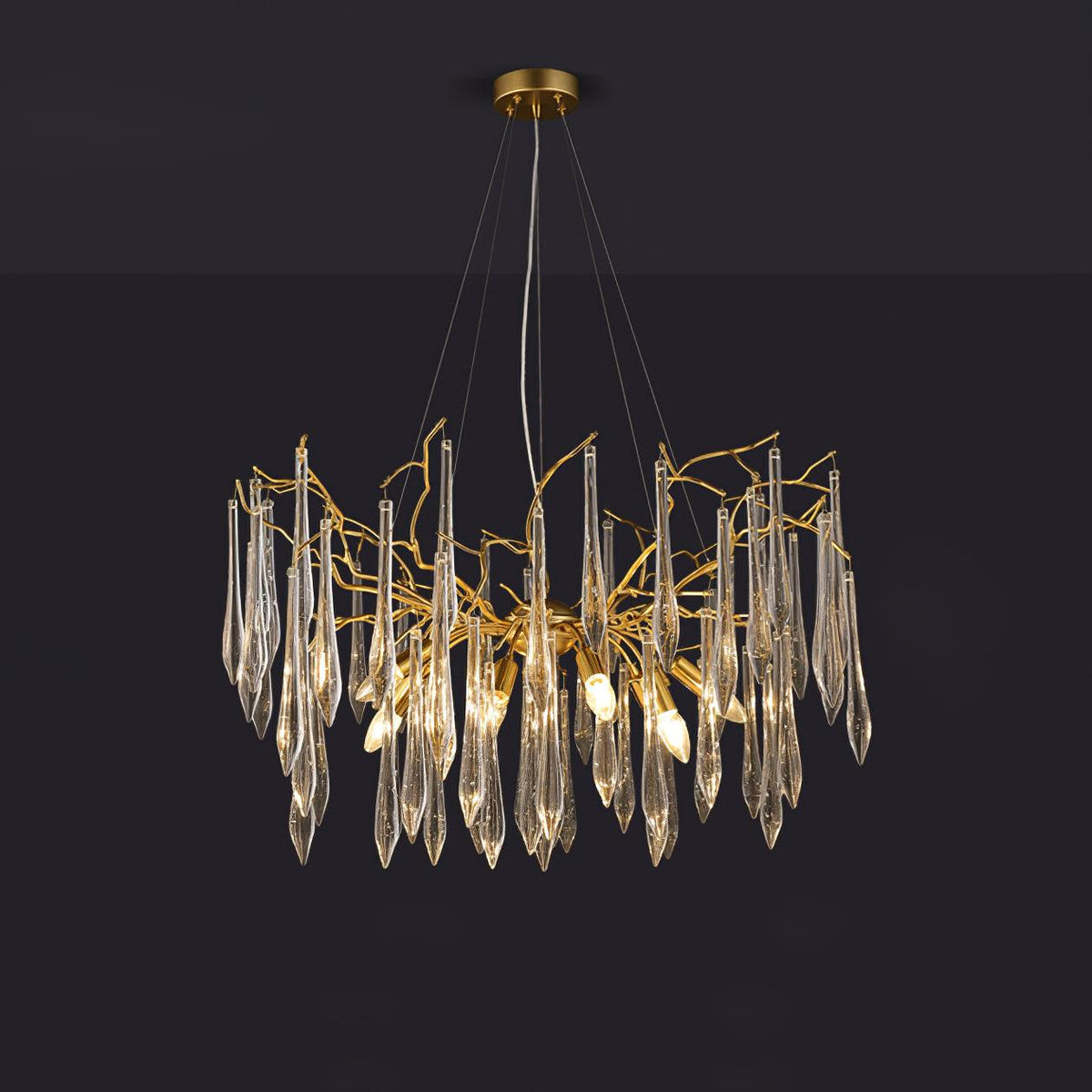 Zevivia Lustre Branches Cristal Suspension Sculpturale Artistique