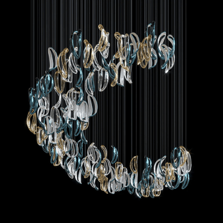 Aqua Ripple Glass Art Customize Chandelier-Neutral Decor