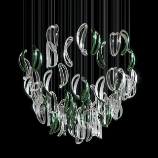 Aqua Ripple Glass Art Customize Chandelier-Neutral Decor