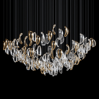 Aqua Ripple Glass Art Customize Chandelier-Neutral Decor