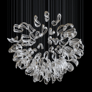 Aqua Ripple Glass Art Customize Chandelier-Neutral Decor