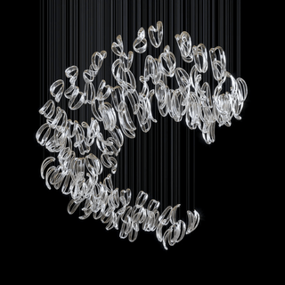 Aqua Ripple Glass Art Customize Chandelier-Neutral Decor
