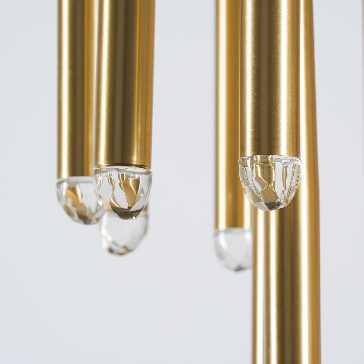 Chandelier with Polished Brass and Crystal Shades Minimalist-Neutral Decor