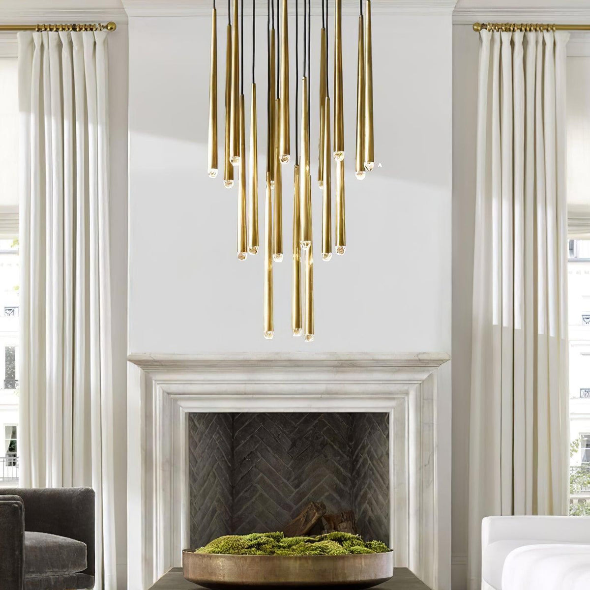 Larry Chandelier Crystal Brass Blackened Silver Staircase-Neutral Decor