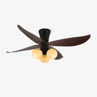 Plafonnier Ventilateur Lunair Vintage en Bois et Verre