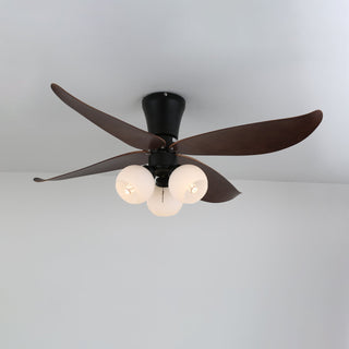 Plafonnier Ventilateur Lunair Vintage en Bois et Verre