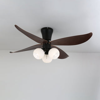 Plafonnier Ventilateur Lunair Vintage en Bois et Verre