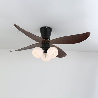 Plafonnier Ventilateur Lunair Vintage en Bois et Verre