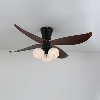 Plafonnier Ventilateur Lunair Vintage en Bois et Verre