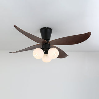 Plafonnier Ventilateur Lunair Vintage en Bois et Verre