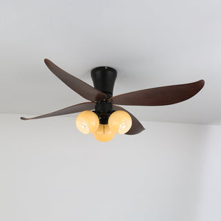 Plafonnier Ventilateur Lunair Vintage en Bois et Verre