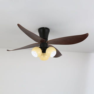Plafonnier Ventilateur Lunair Vintage en Bois et Verre