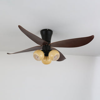 Plafonnier Ventilateur Lunair Vintage en Bois et Verre