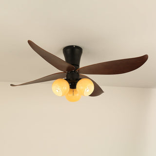 Plafonnier Ventilateur Lunair Vintage en Bois et Verre