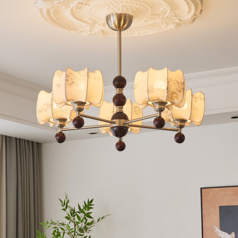 Iselelise Lustre en Bois Floral Vintage