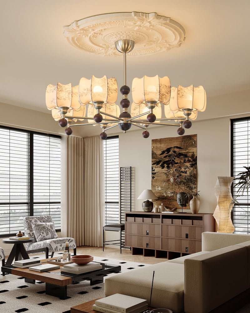 Iselelise Lustre en Bois Floral Vintage