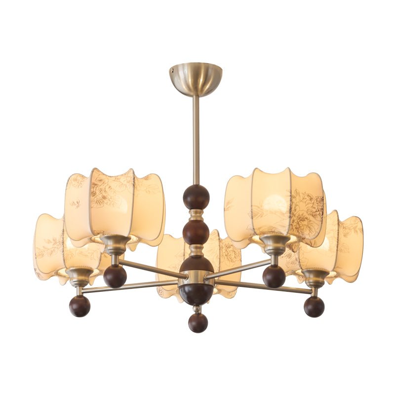 Iselelise Lustre en Bois Floral Vintage