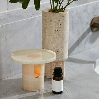 Arc Pillar Marble Candle Holder-Neutral Decor