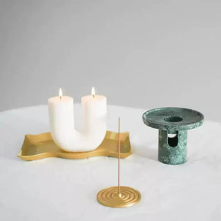 Arc Pillar Marble Candle Holder-Neutral Decor