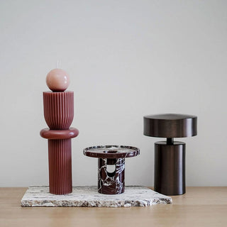 Arc Pillar Marble Candle Holder-Neutral Decor