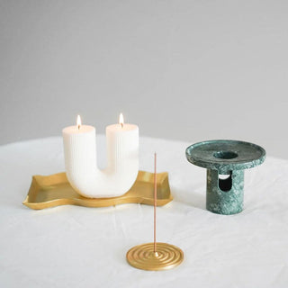 Arc Pillar Marble Candle Holder-Neutral Decor