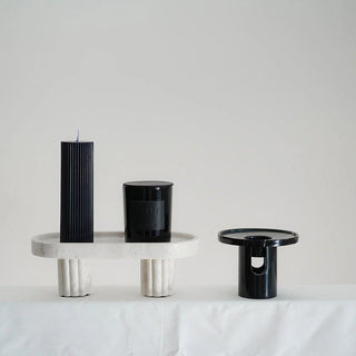 Arc Pillar Marble Candle Holder-Neutral Decor