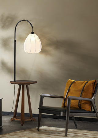 Vazoril Lampadaire en Bois Et Tissu Multifonctionnel