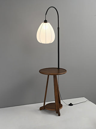 Vazoril Lampadaire en Bois Et Tissu Multifonctionnel