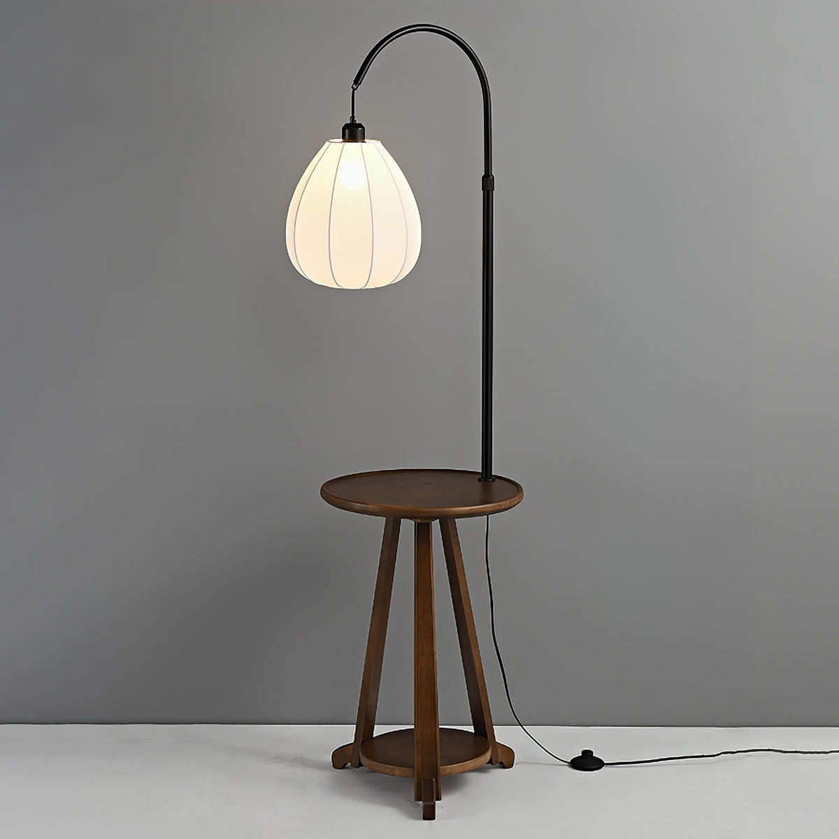 Vazoril Lampadaire en Bois Et Tissu Multifonctionnel