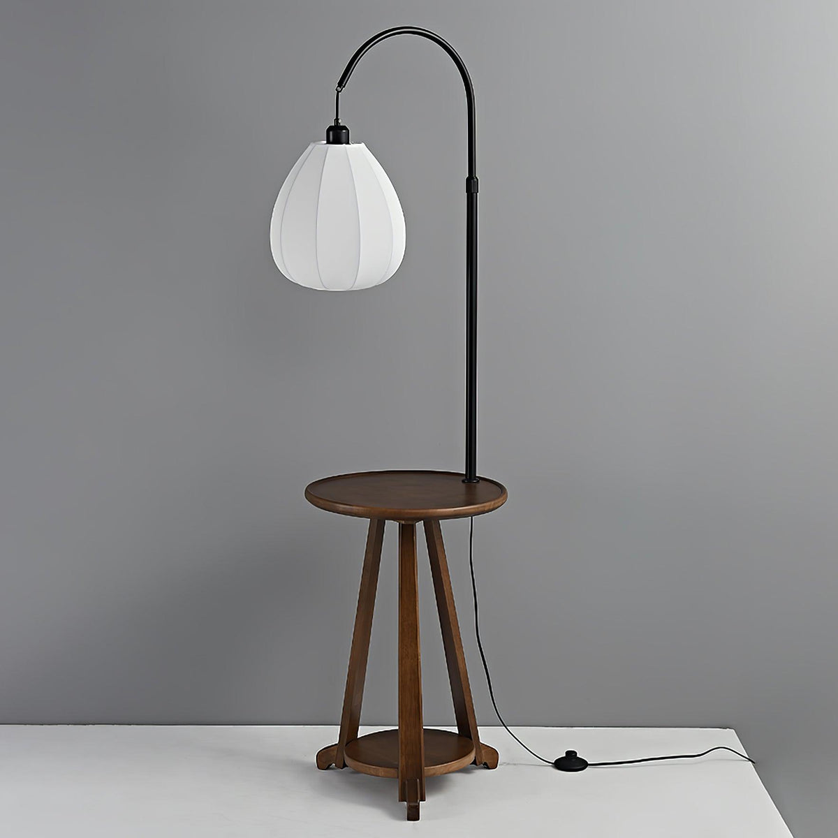 Vazoril Lampadaire en Bois Et Tissu Multifonctionnel
