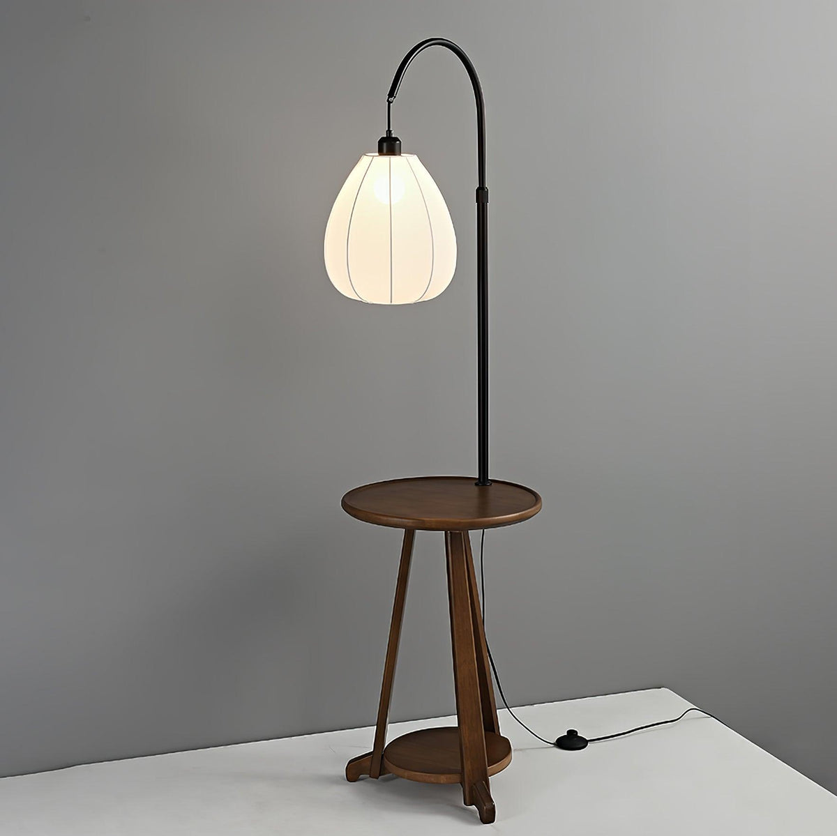 Vazoril Lampadaire en Bois Et Tissu Multifonctionnel