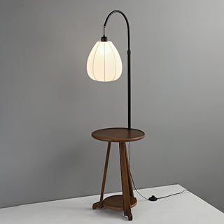 Vazoril Lampadaire en Bois Et Tissu Multifonctionnel