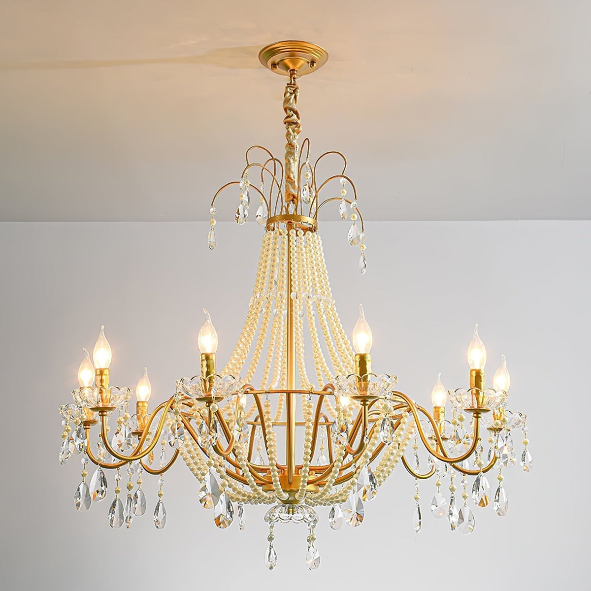 Eurvaros Lustre vintage en cristal et laiton