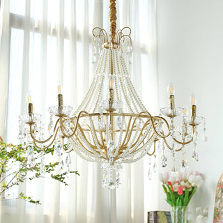 Eurvaros Lustre vintage en cristal et laiton