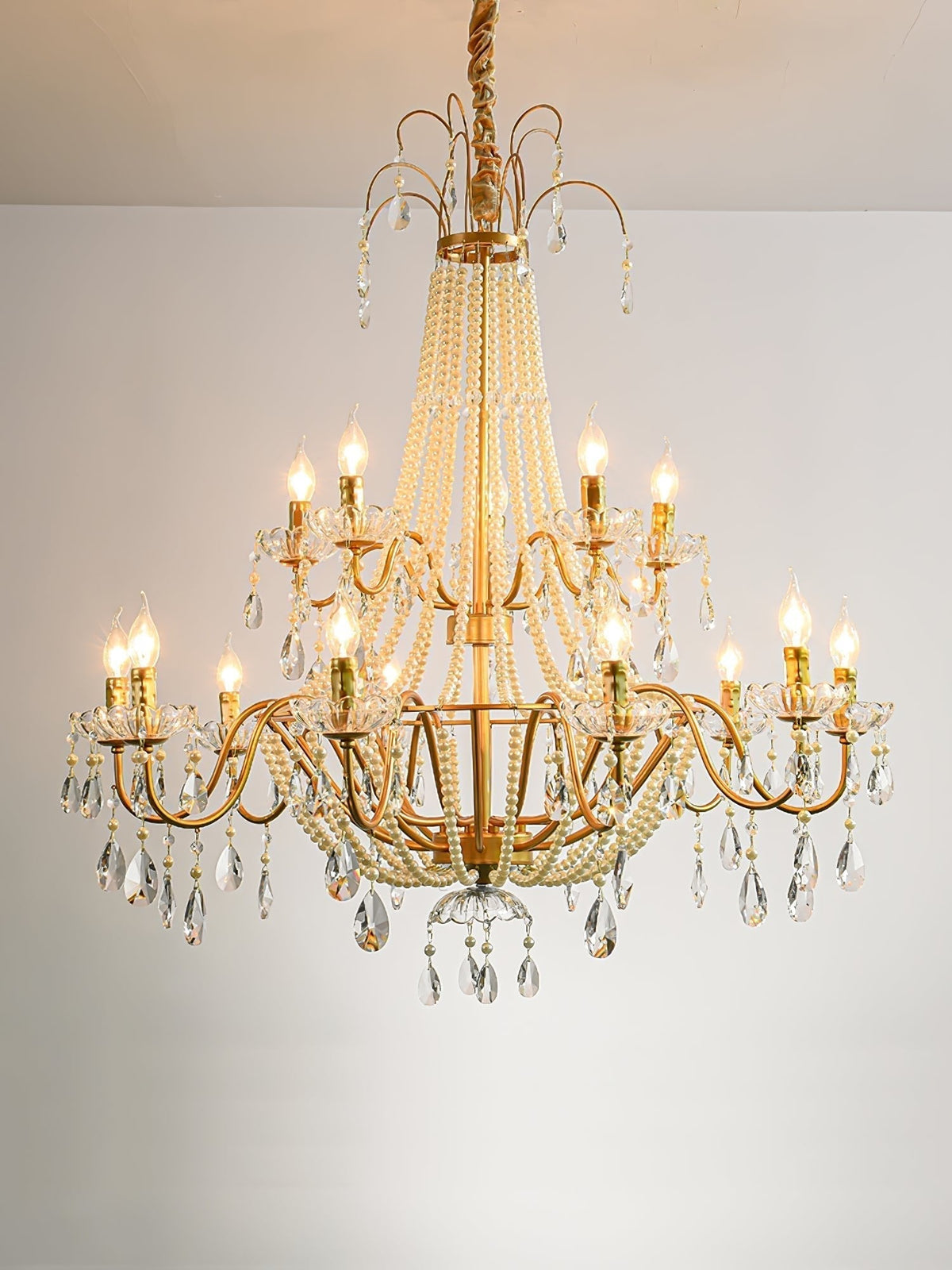 Eurvaros Lustre vintage en cristal et laiton