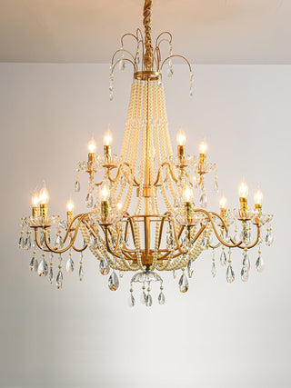 Eurvaros Lustre vintage en cristal et laiton