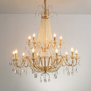 Eurvaros Lustre vintage en cristal et laiton