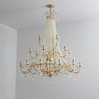 Eurvaros Lustre vintage en cristal et laiton