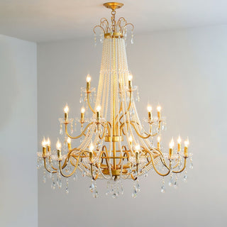 Eurvaros Lustre vintage en cristal et laiton