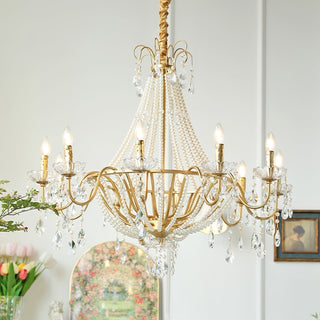 Eurvaros Lustre vintage en cristal et laiton