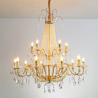 Eurvaros Lustre vintage en cristal et laiton