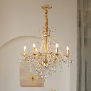 Eurvaros Lustre vintage en cristal et laiton