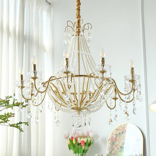 Eurvaros Lustre vintage en cristal et laiton