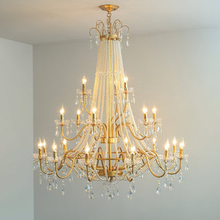 Eurvaros Lustre vintage en cristal et laiton