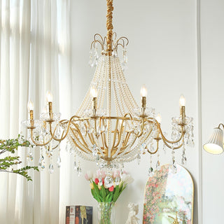 Eurvaros Lustre vintage en cristal et laiton