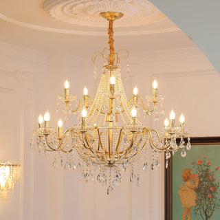 Eurvaros Lustre vintage en cristal et laiton