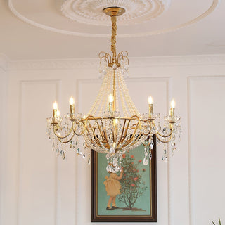 Eurvaros Lustre vintage en cristal et laiton